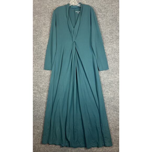 Soft Surroundings Womens Lagia Maxi Dress Size XL Green V Neck Ponte Knit Boho - Picture 1 of 8
